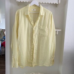 Uniqlo men or women yellow linen shirt